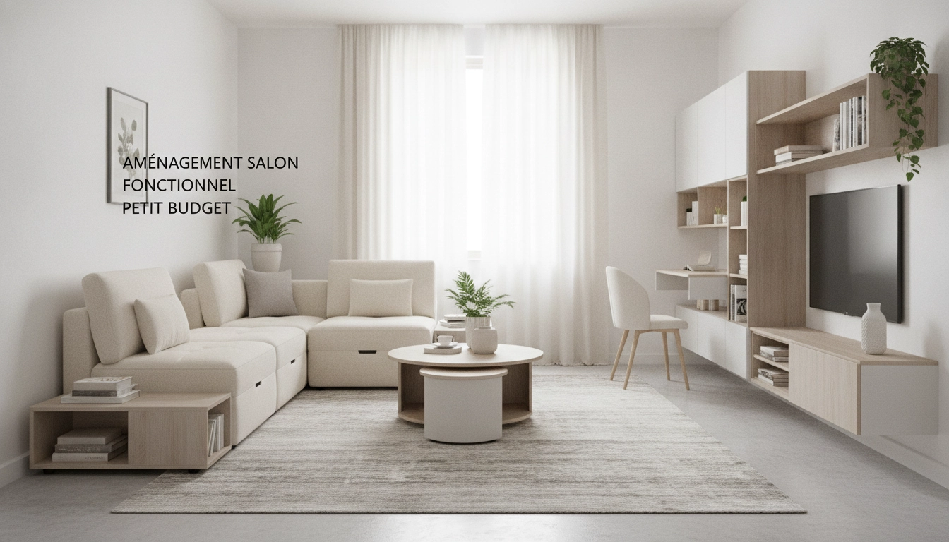 Un aménagement salon fonctionnel petit budget avec des astuces déco lumineuses