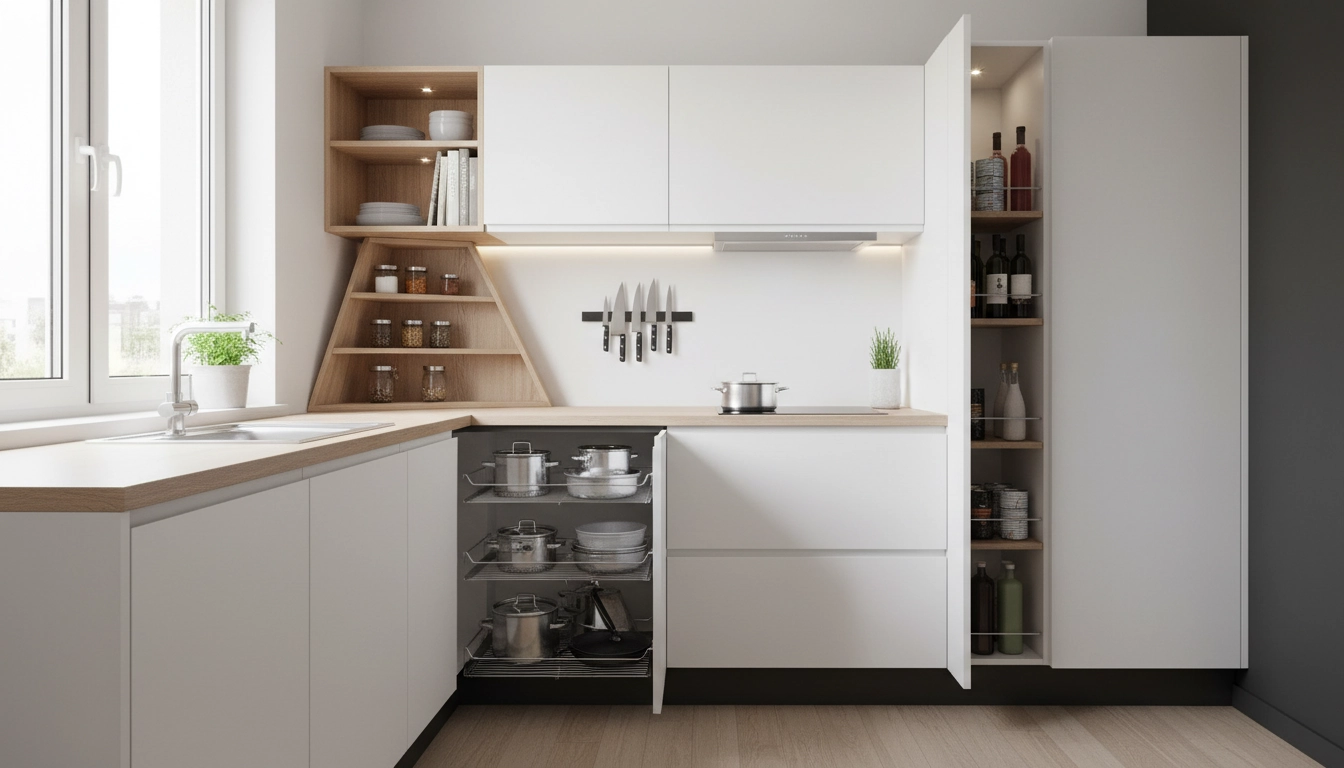 Aménager les coins perdus d'une petite cuisine avec des solutions de rangement ingénieuses