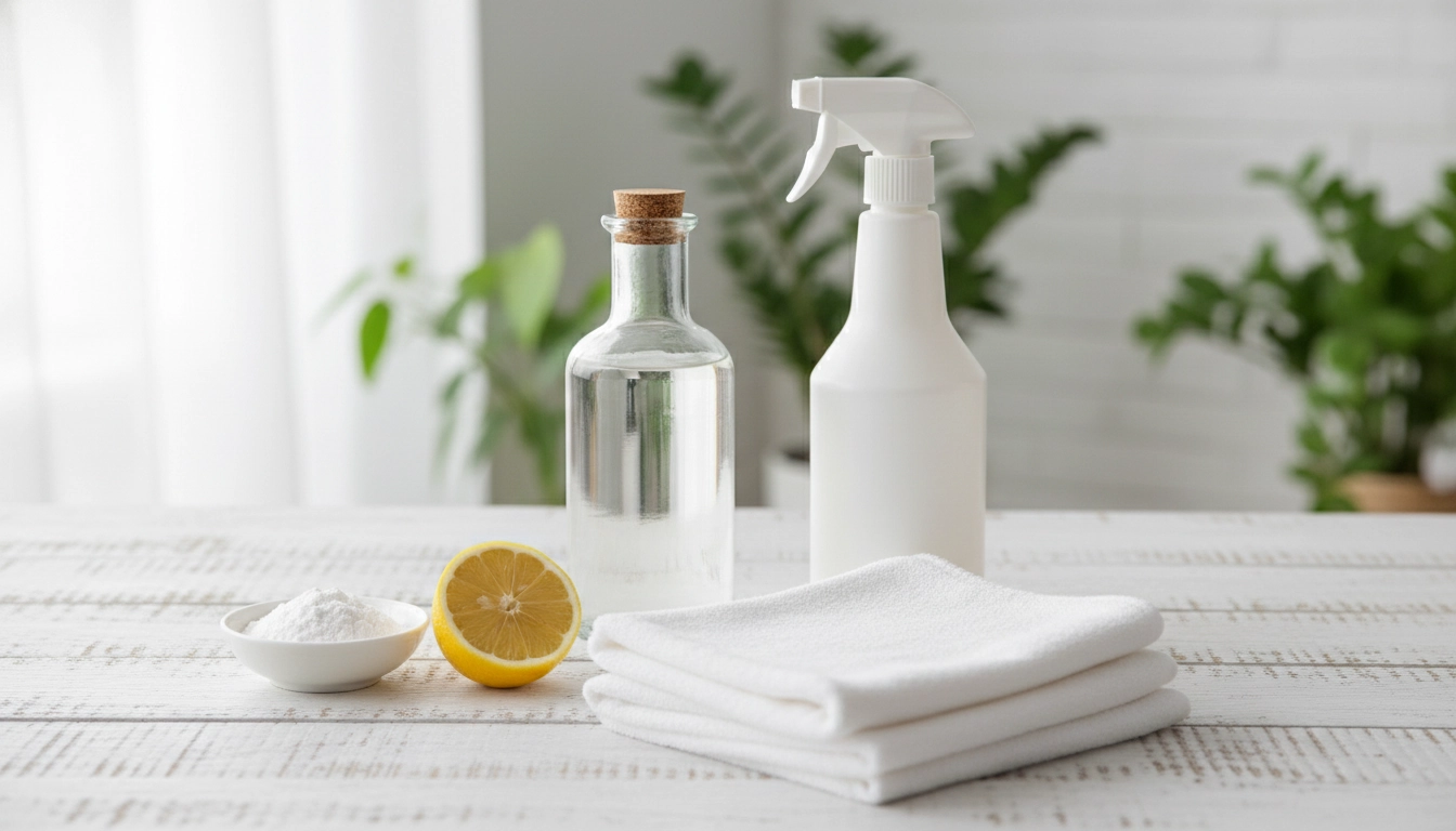 Astuces nettoyage vinaigre blanc : kit complet avec spray, bicarbonate et microfibre pour le ménage écologique