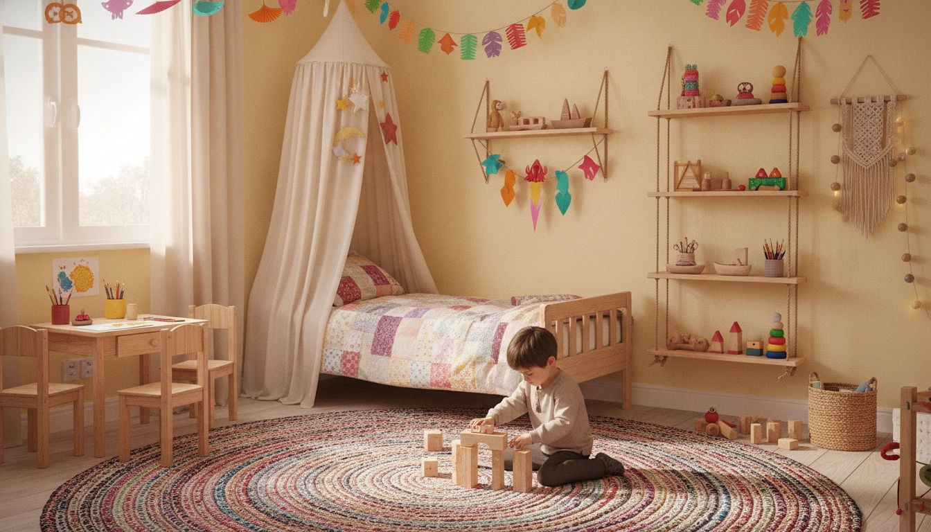 Exemple inspirant de bricolage décoration chambre enfant DIY original avec des éléments faits main.