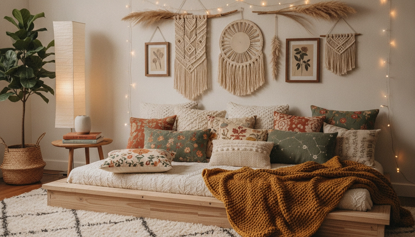 Idée de décoration murale faite main pour un intérieur chaleureux et personnalisé.
