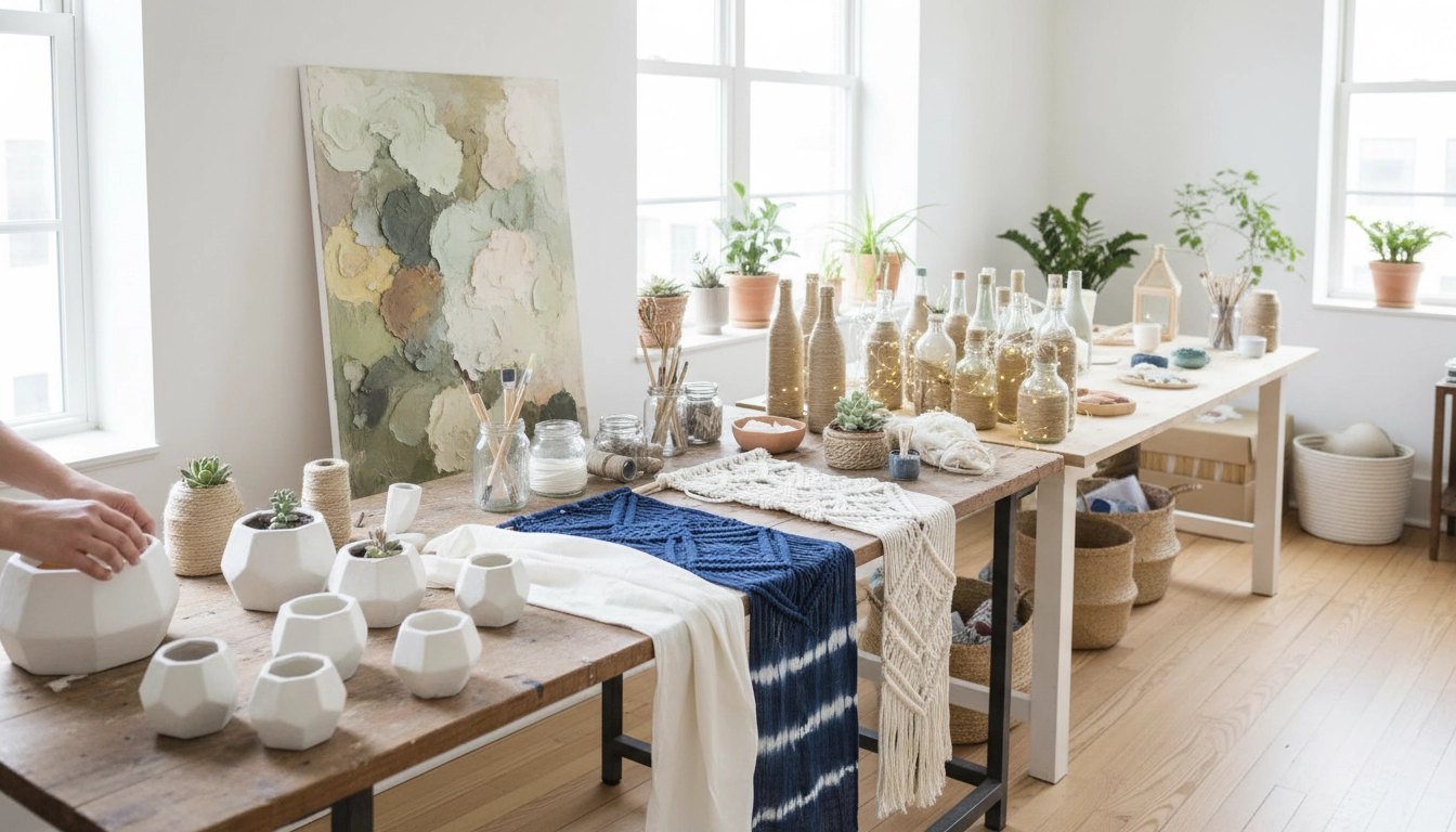 Idées de bricolage décoration intérieur créatives pour transformer un salon avec des matériaux naturels et des objets recyclés