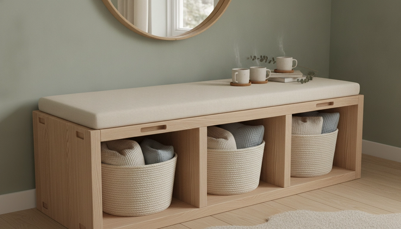 Meuble de rangement fait main dans un style scandinave épuré