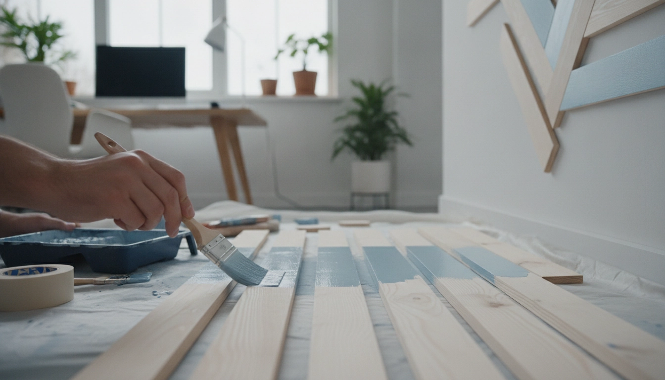 Détail technique d'un bricolage décoration murale intérieur moderne
