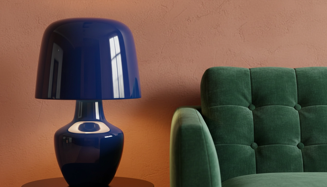 Contraste de textures entre un mur mat et du mobilier en velours pour amplifier les teintes vives.