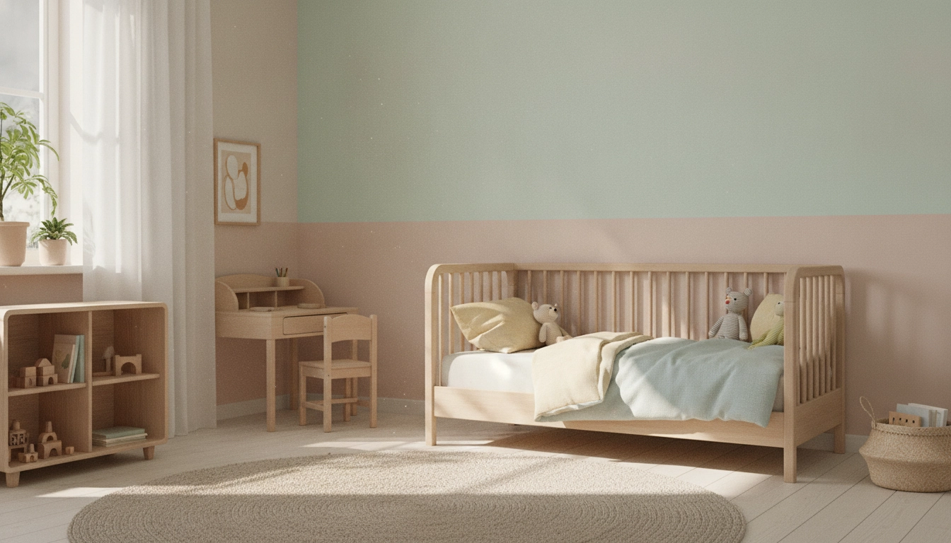 Exemple réussi de couleurs lumières aménagement chambre enfant avec une décoration douce et naturelle.
