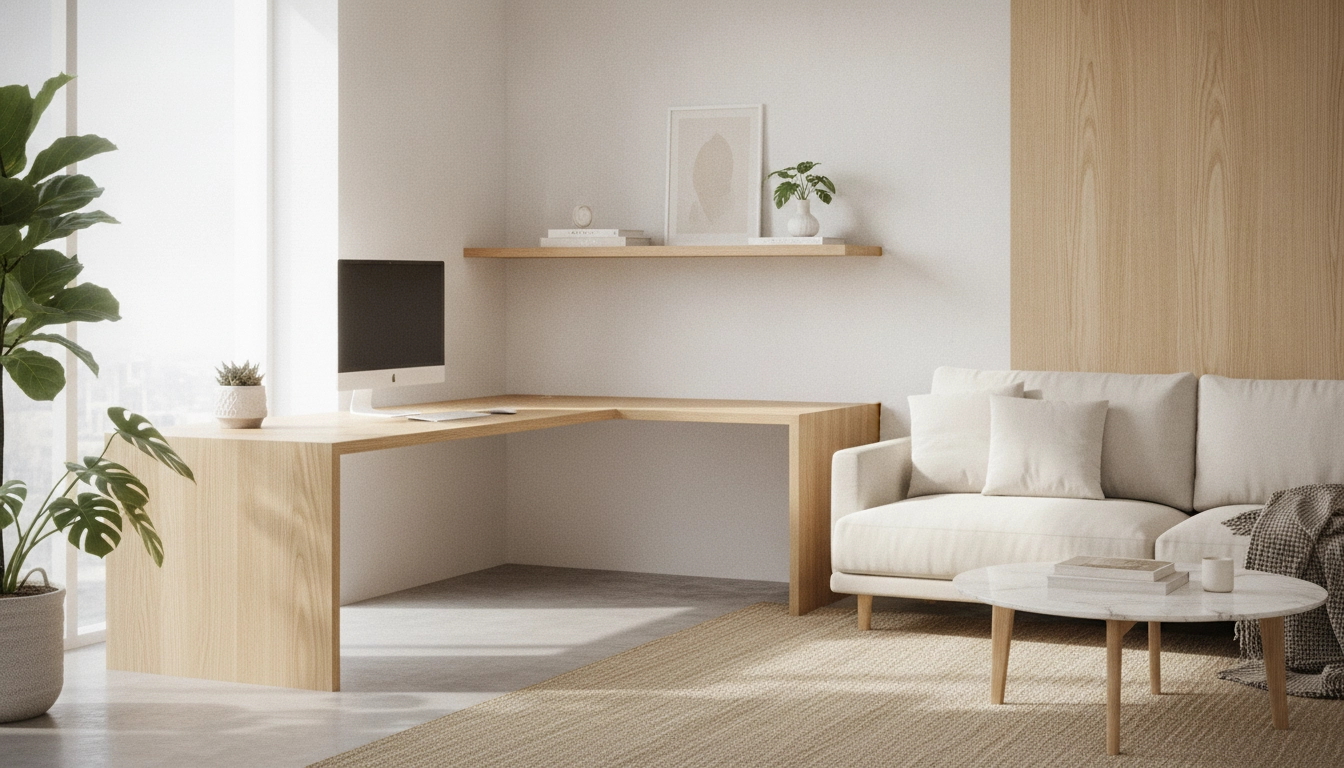 Aménagement pour créer un coin bureau télétravail dans un salon fonctionnel avec style