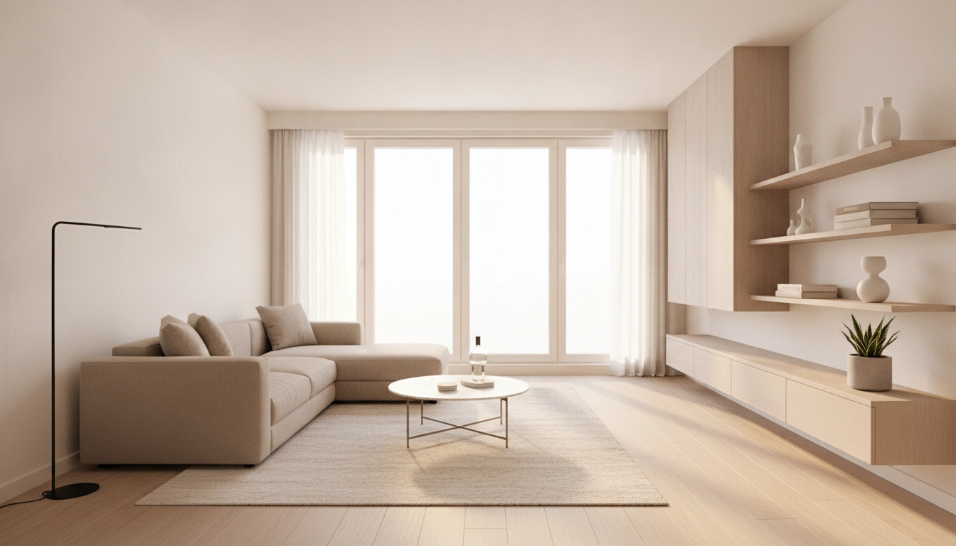 Un salon minimaliste et lumineux pour désencombrer optimiser petit espace avec efficacité