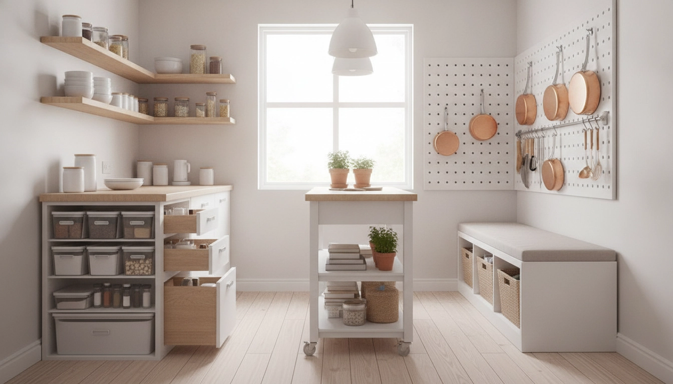 Une cuisine moderne et minimaliste parfaitement organisée pour montrer comment désencombrer petite cuisine rapidement.