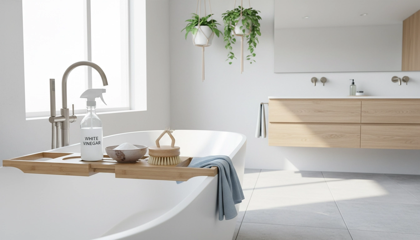 Matériel naturel et écologique pour enlever moisissure murs sans javel efficacement dans une salle de bain.