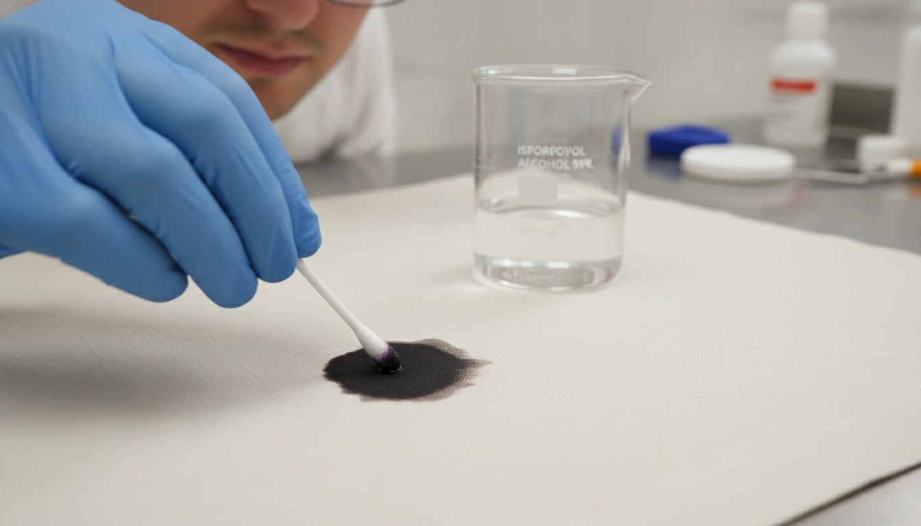 Méthode professionnelle pour savoir comment enlever tache encre stylo vêtement sur un tissu en coton.