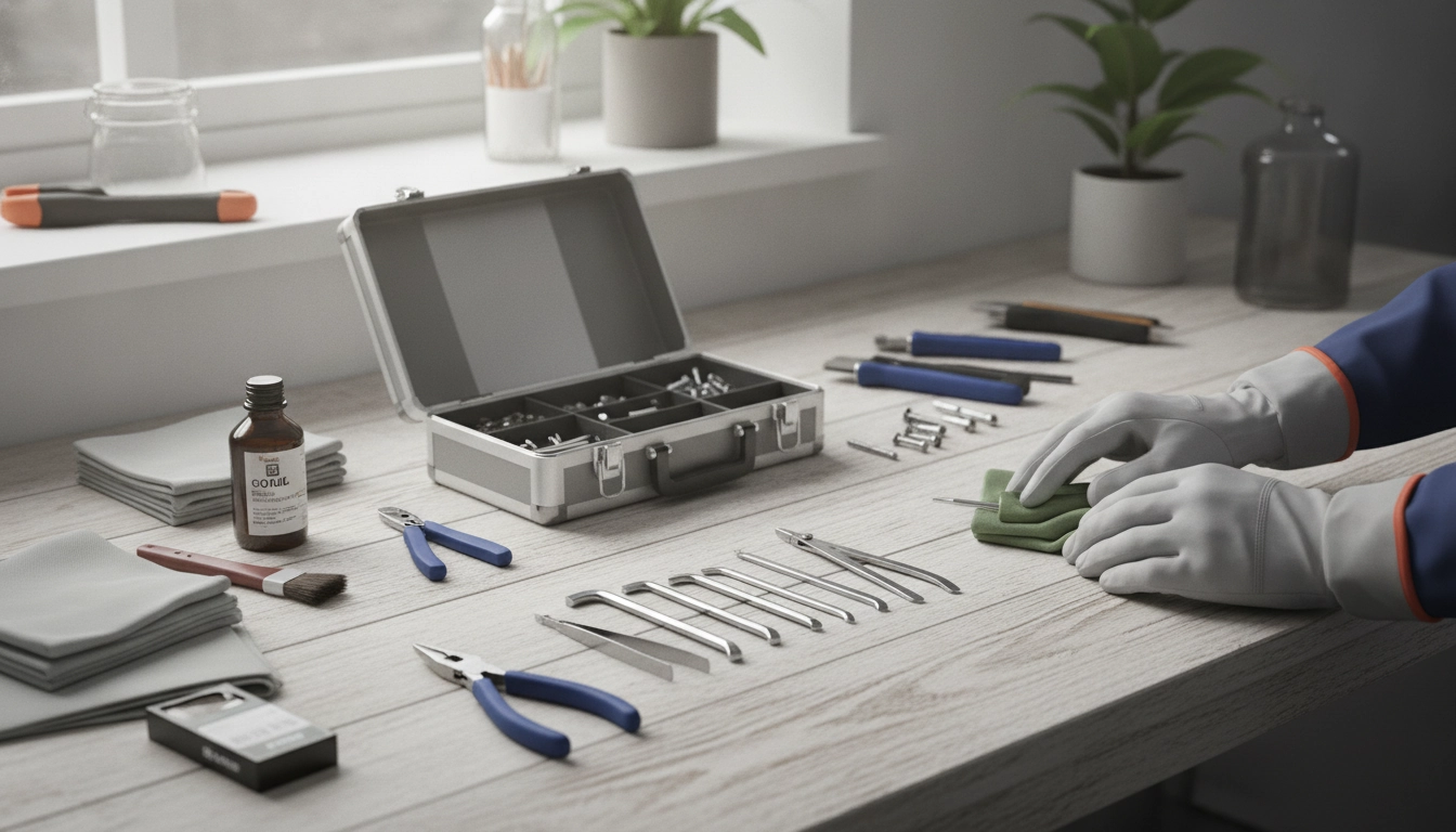 Un bricoleur en train de nettoyer ses outils pour entretenir outils petites réparations durée vie