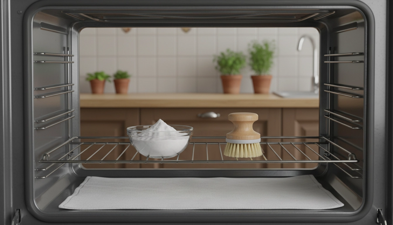 Nettoyage naturel du four au bicarbonate de soude pour fabriquer des produits d'entretien électroménager écologique maison