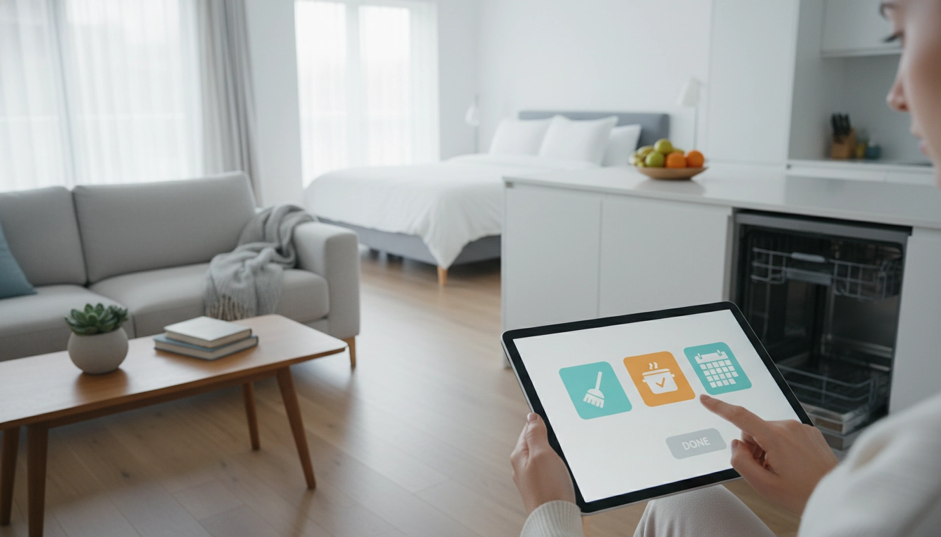 Femme organisant son planning ménager hebdomadaire pour gérer les tâches ménagères efficacement