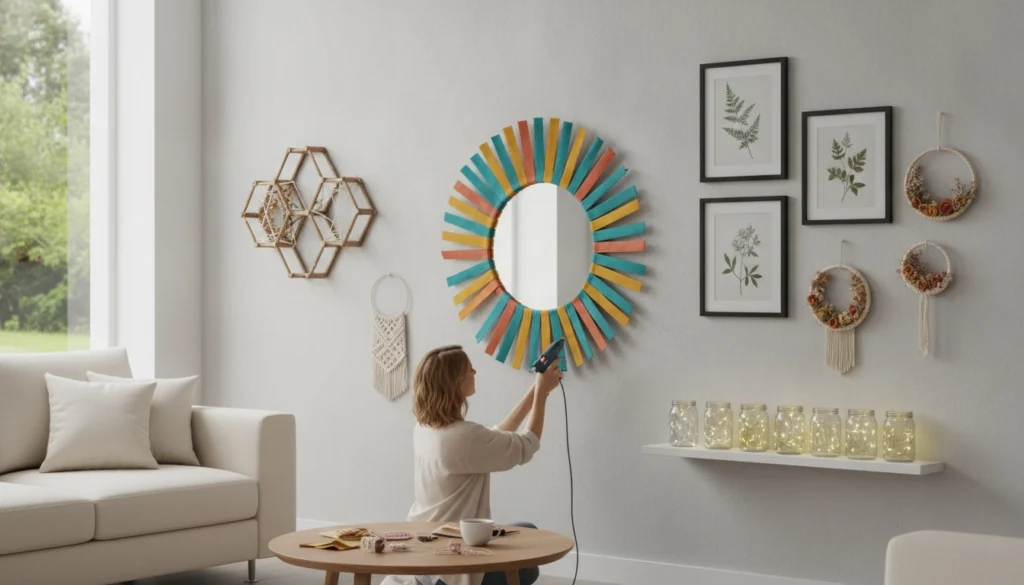 Une sélection d'idées de décoration murale originale et facile à faire soi-même dans un salon moderne.