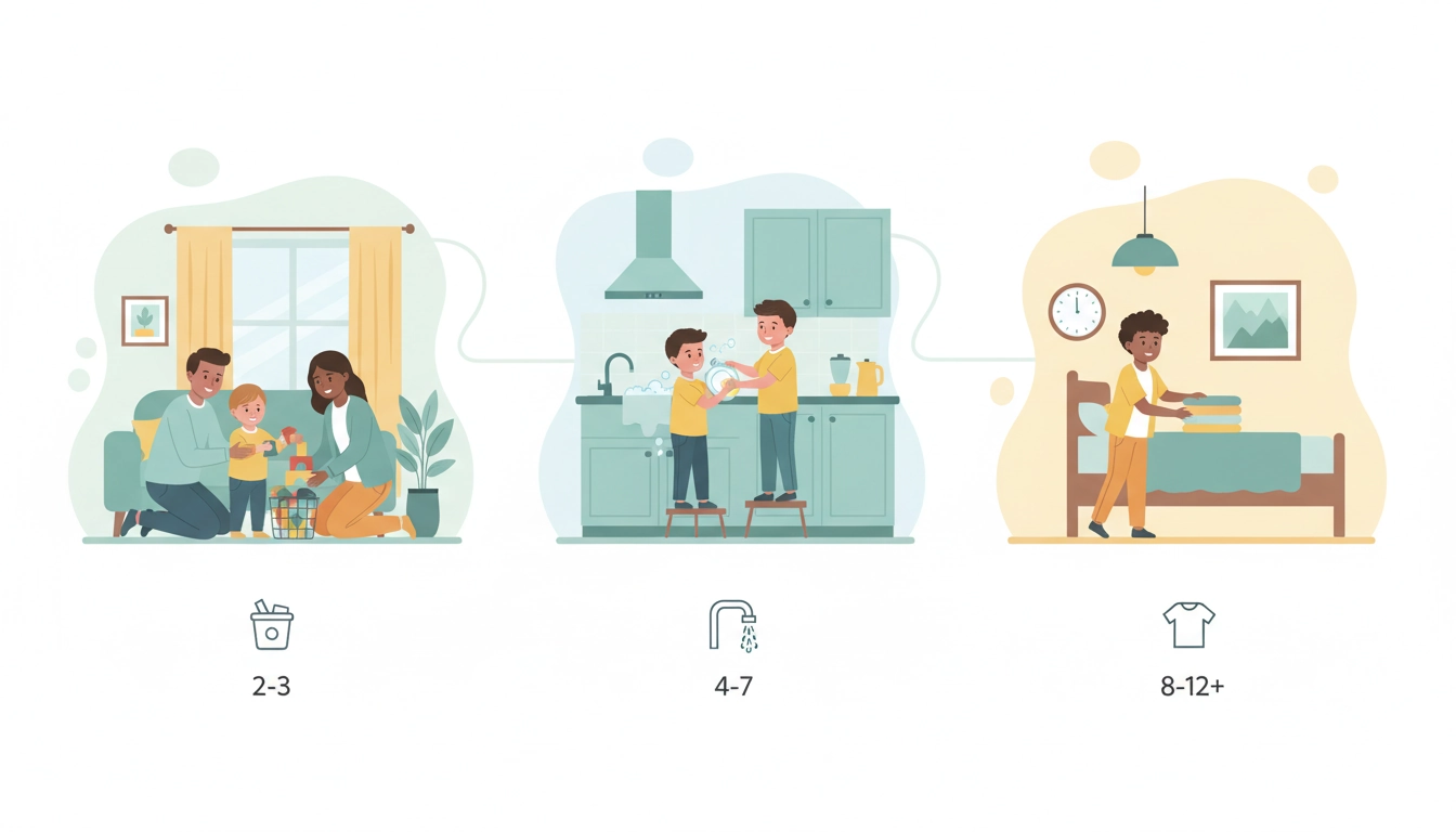 Enfants qui participent aux tâches ménagères en famille selon leur âge