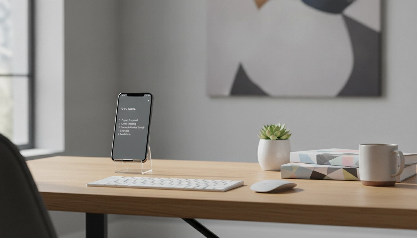 Utilisation de la meilleure application pour alléger charge mentale sur un bureau moderne.