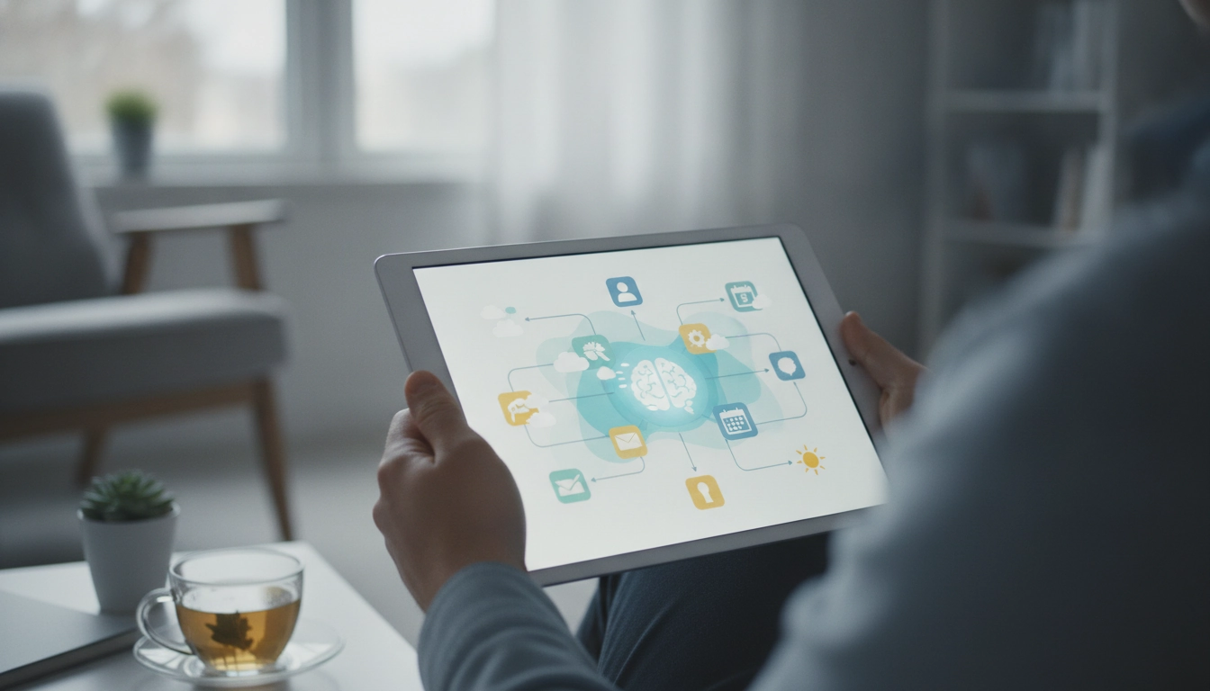Une personne utilisant la meilleure application pour alléger charge mentale sur son smartphone pour organiser son planning.