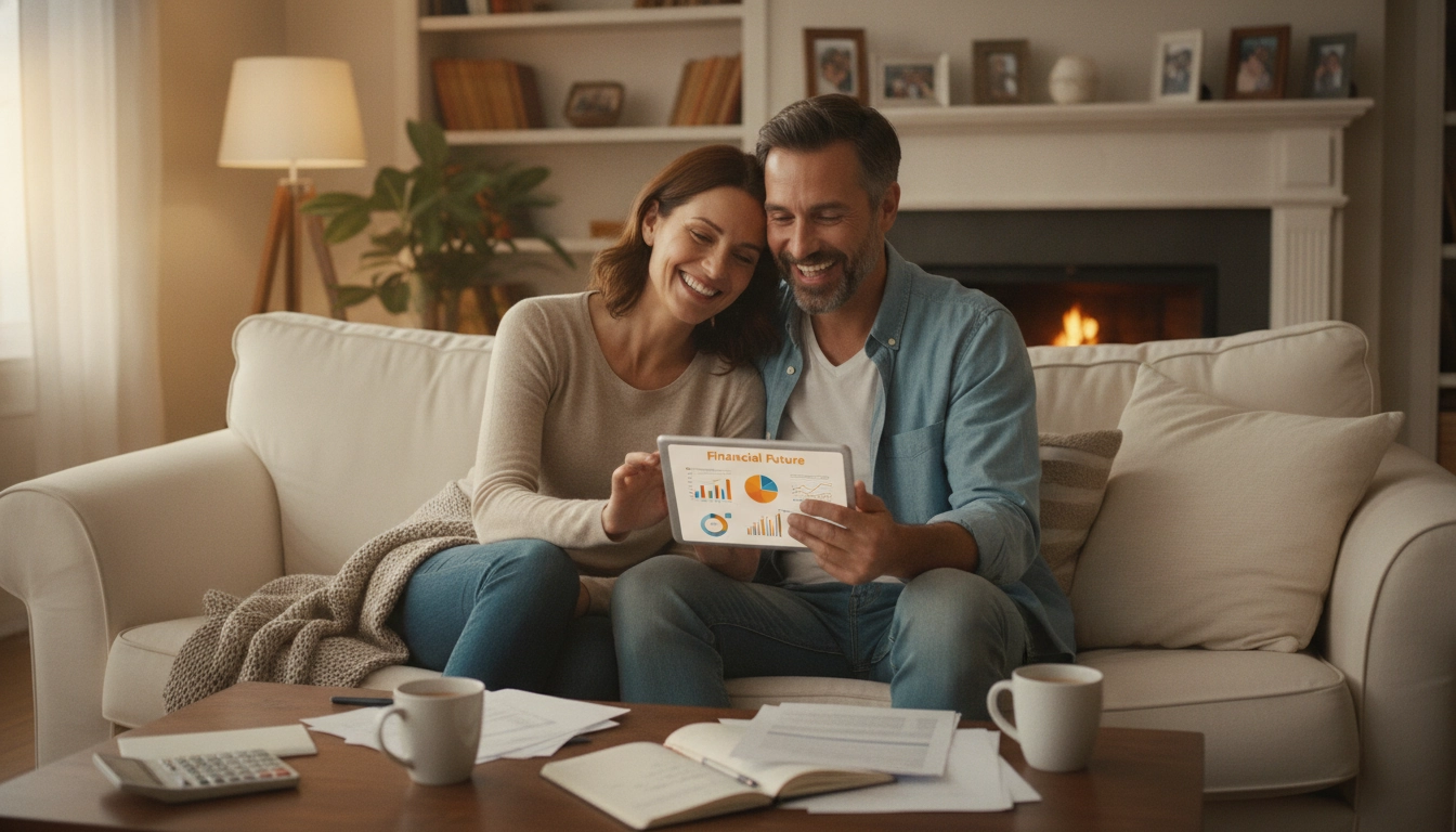 Un couple utilisant les meilleures applications gestion budget familial pour planifier leur avenir