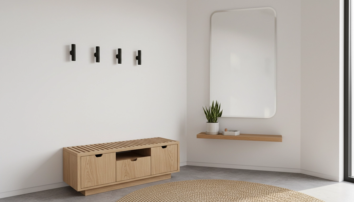 Décoration moderne avec des meubles rangement optimisé entrée petite