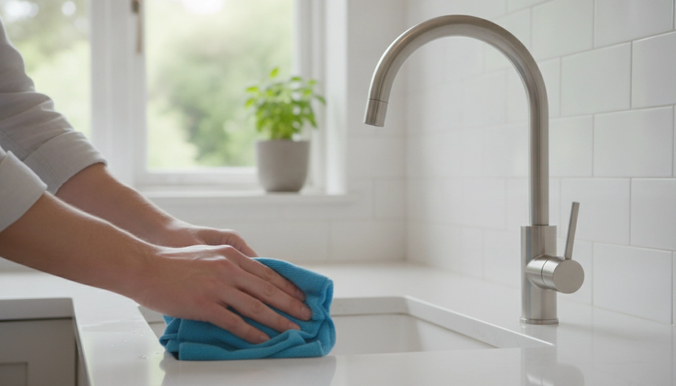 Technique pour nettoyer une robinetterie en inox dans une cuisine