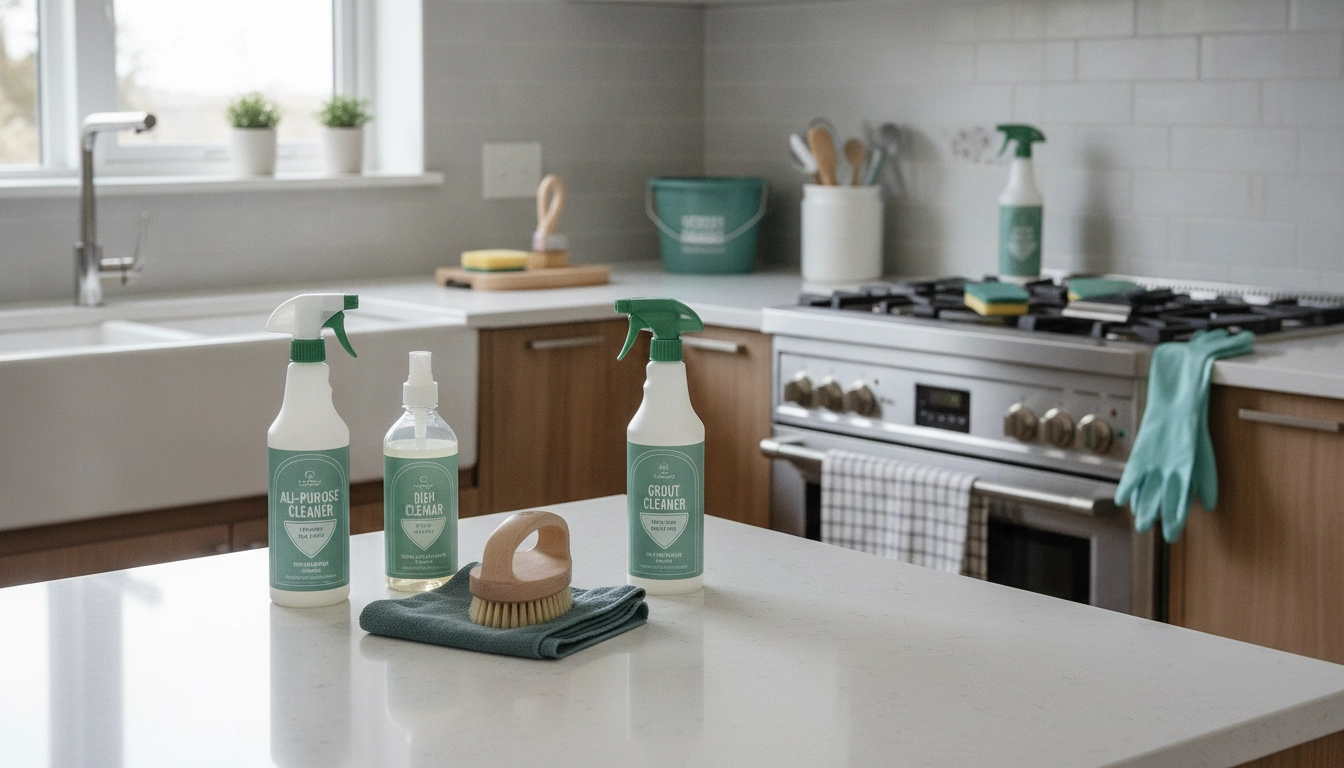 Une cuisine moderne propre et organisée avec des surfaces brillantes