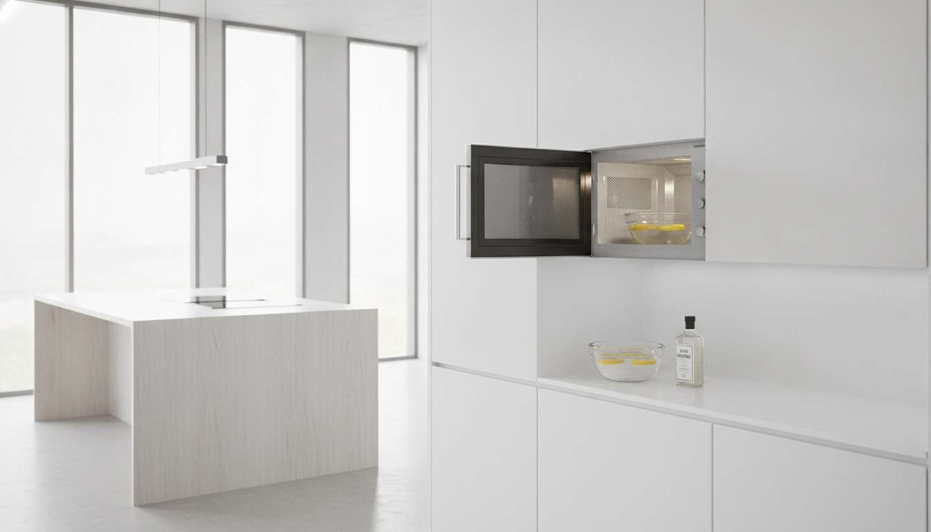 Matériel naturel pour nettoyer micro-ondes écologiquement citron vinaigre