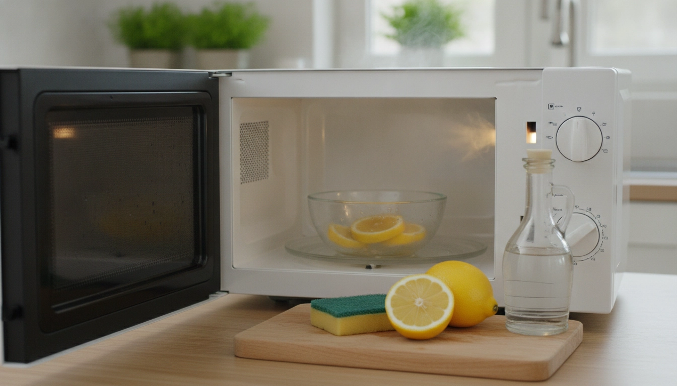 Un bol de citron et de vinaigre utilisé pour nettoyer micro-ondes écologiquement citron vinaigre