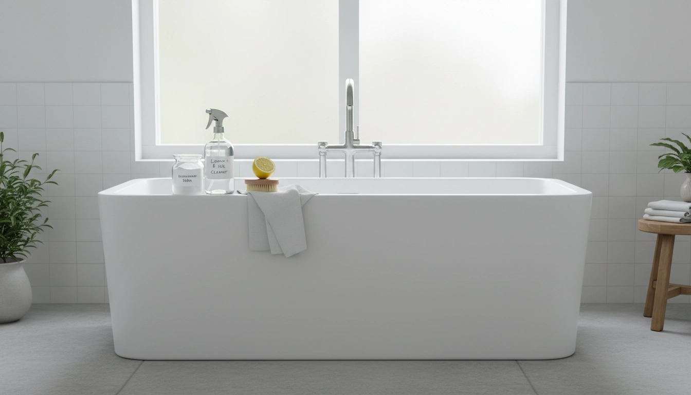 Nettoyage naturel de la salle de bain avec du vinaigre blanc et du citron pour éliminer le calcaire sans produits chimiques