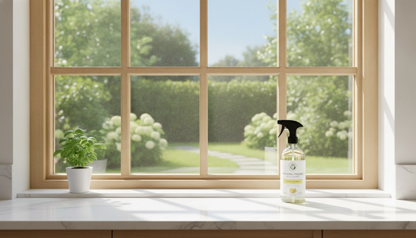 Fenêtre propre et lumineuse après avoir appris à nettoyer vitres traces sans produits.