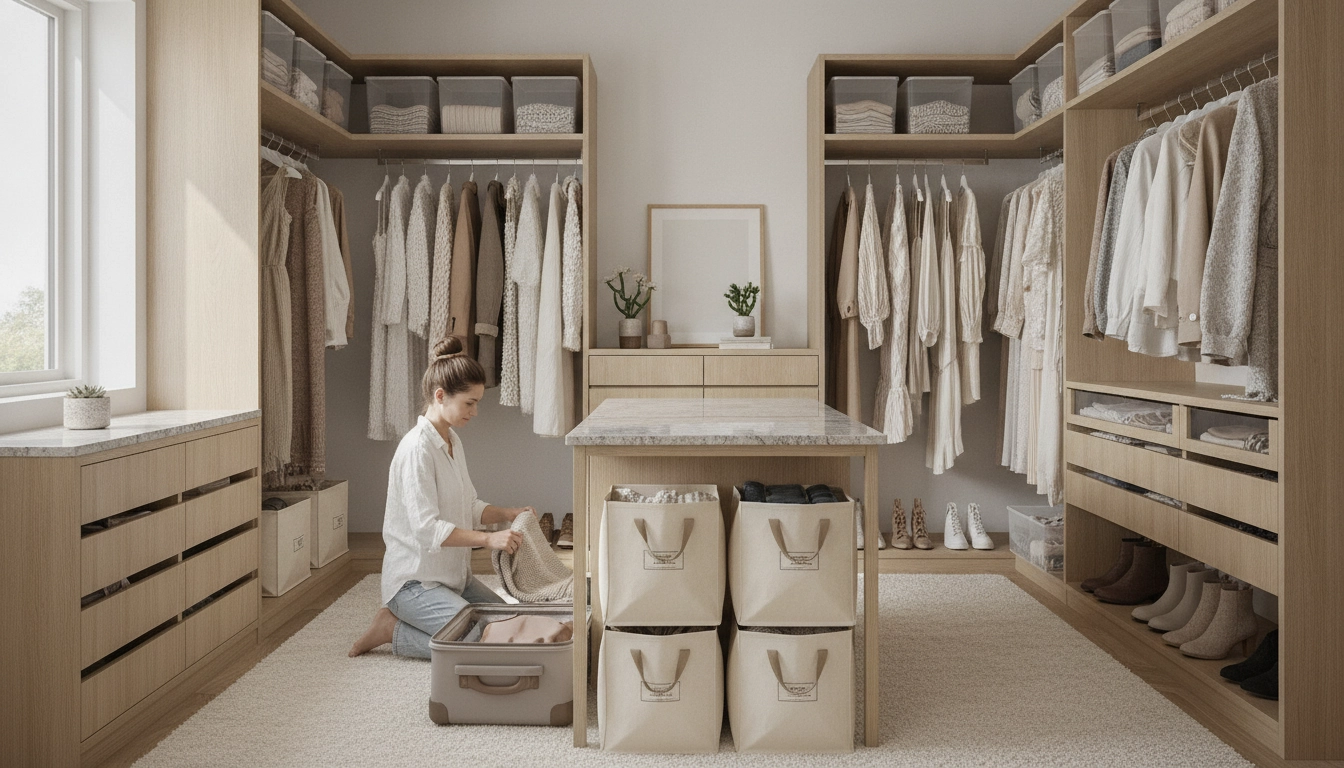 Une méthode efficace pour organiser dressing changement saison dans une garde-robe lumineuse