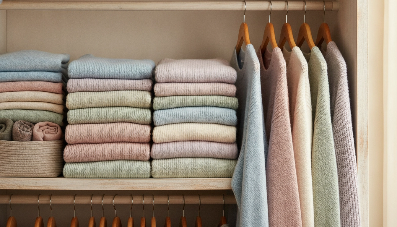 Des étagères bien rangées après avoir suivi les étapes pour organiser dressing changement saison