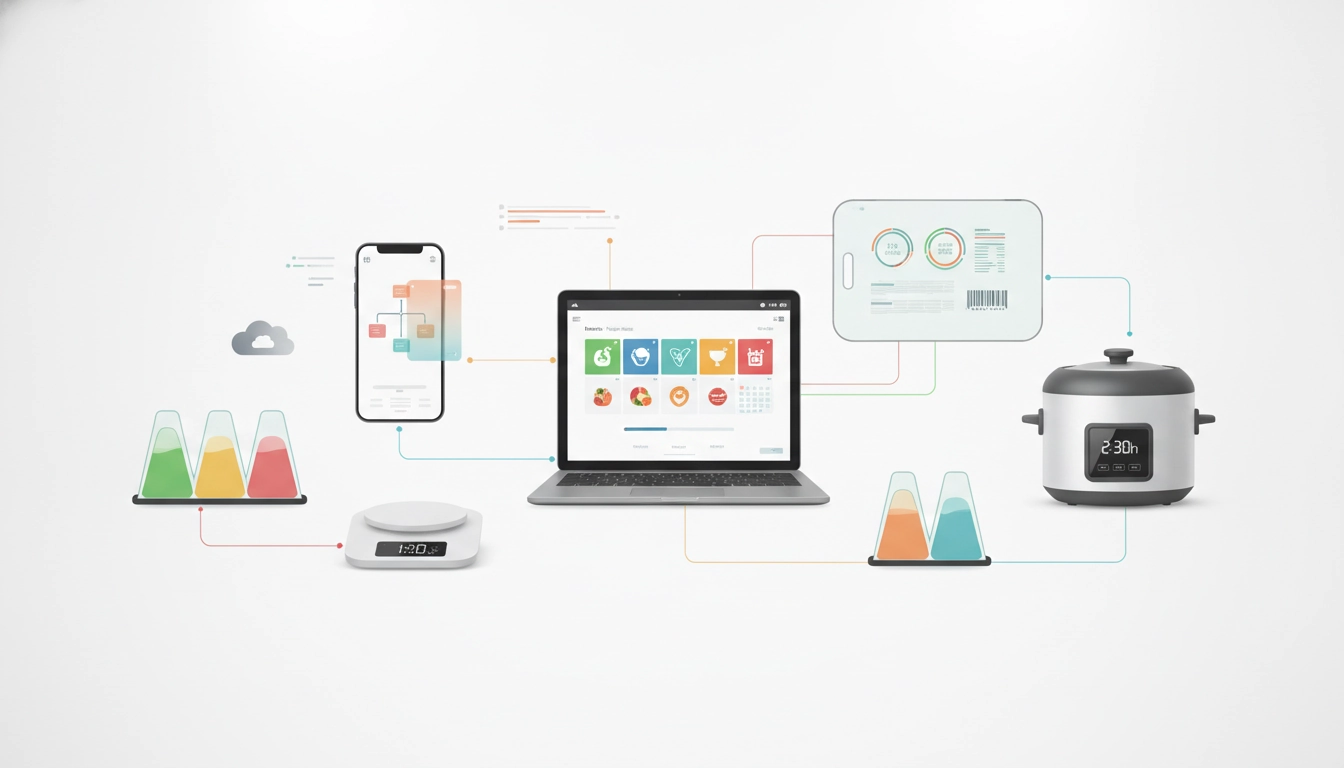 Une personne organisant sa semaine avec des outils planification repas semaine application sur une tablette.