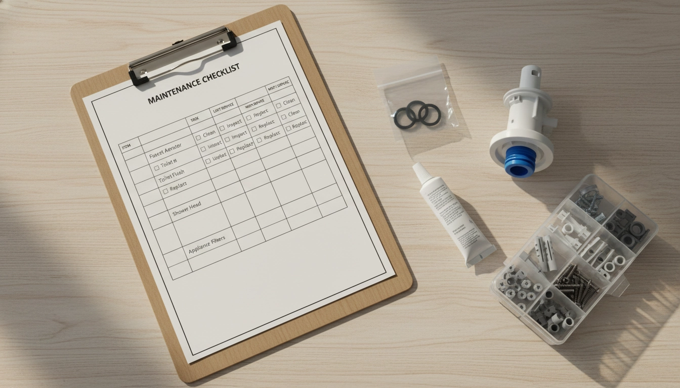 Planification annuelle des petites réparations maison avec liste de contrôle et pièces détachées de rechange