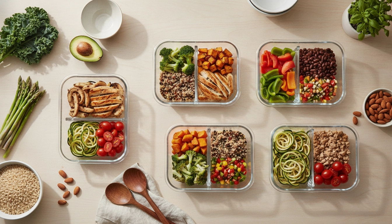 Exemple concret de planification repas semaine anti gaspillage avec des contenants sains.
