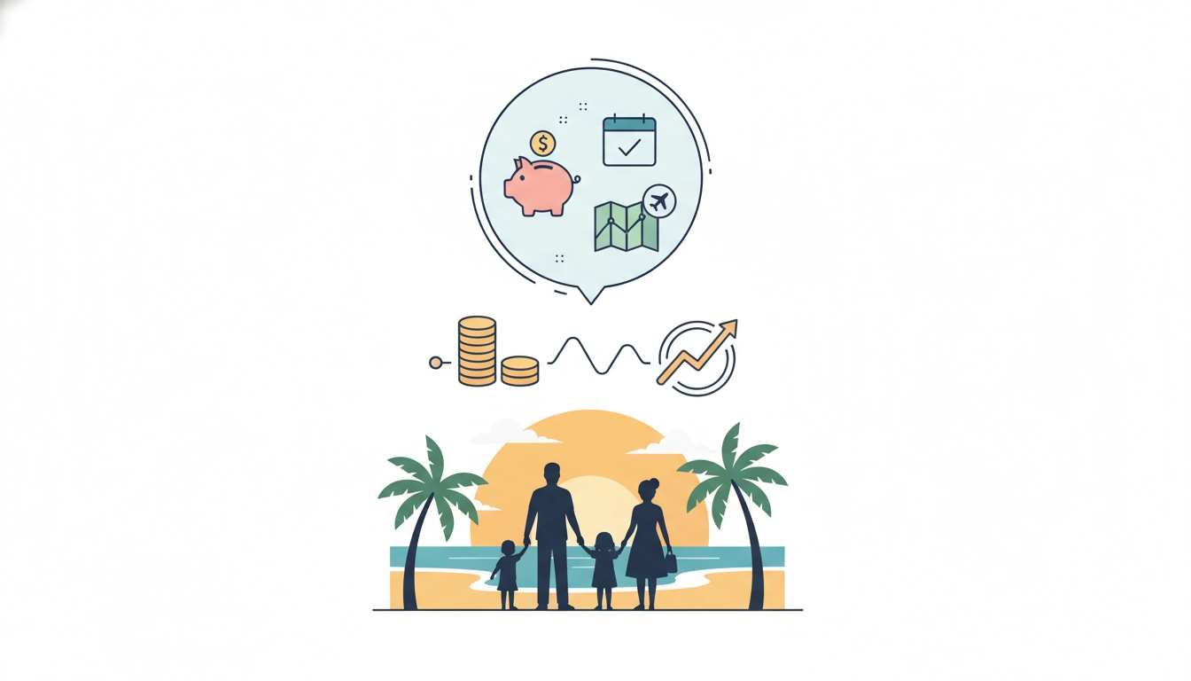 Famille souriante planifiant son voyage pour preparer budget familial vacances sans depasser.