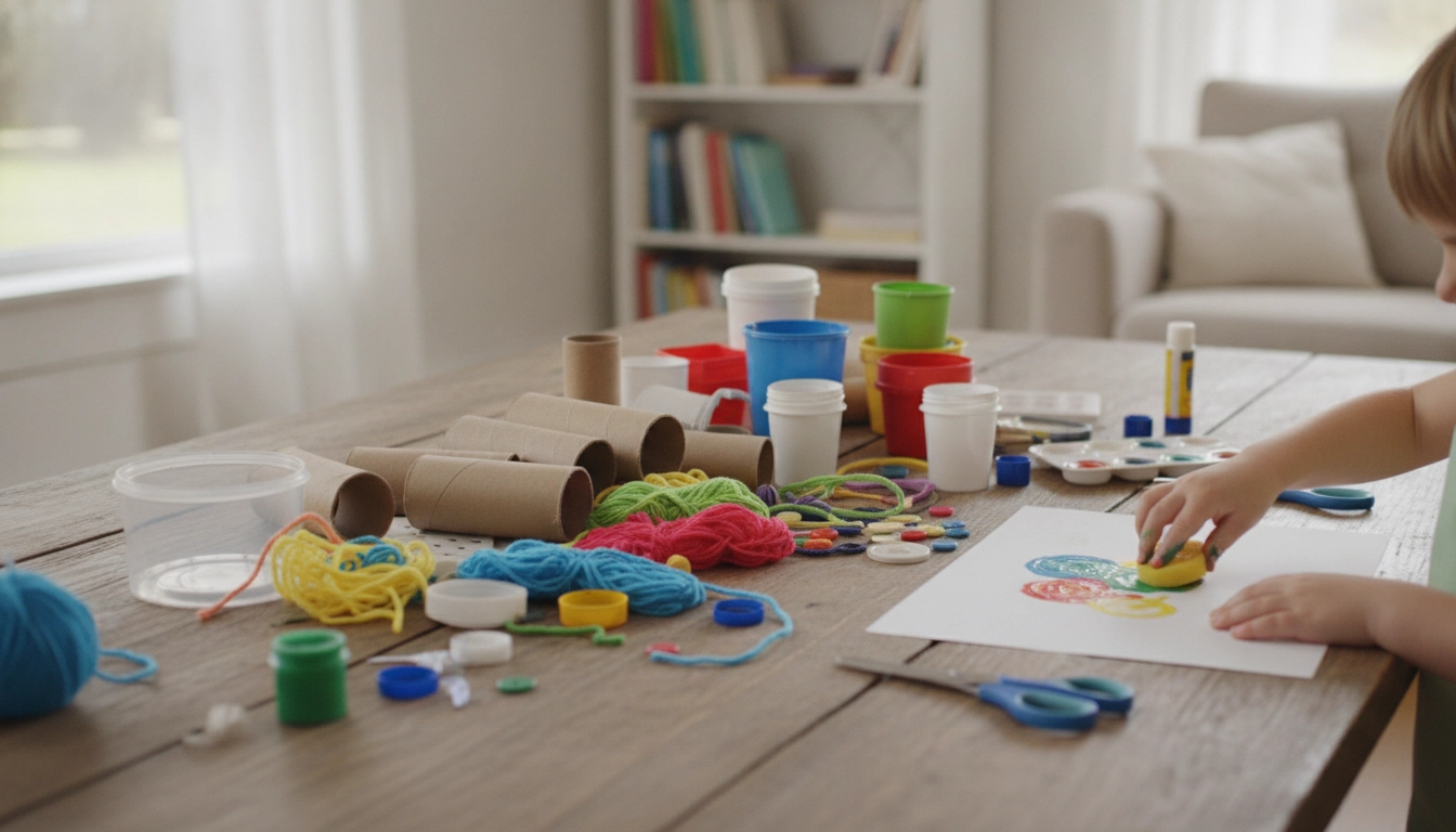 Enfant réalisant des projets bricolage enfants materiel gratuit avec des cartons