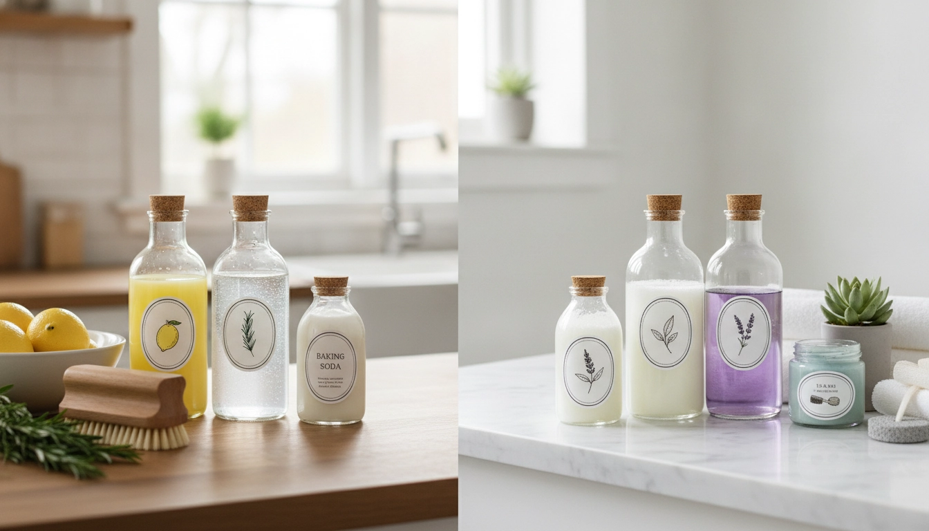 Produits ménagers naturels faits maison pour cuisine et salle de bain