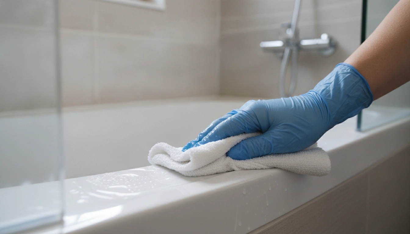 Nettoyage et dégraissage minutieux de la surface pour refaire joints silicone salle bain facilement