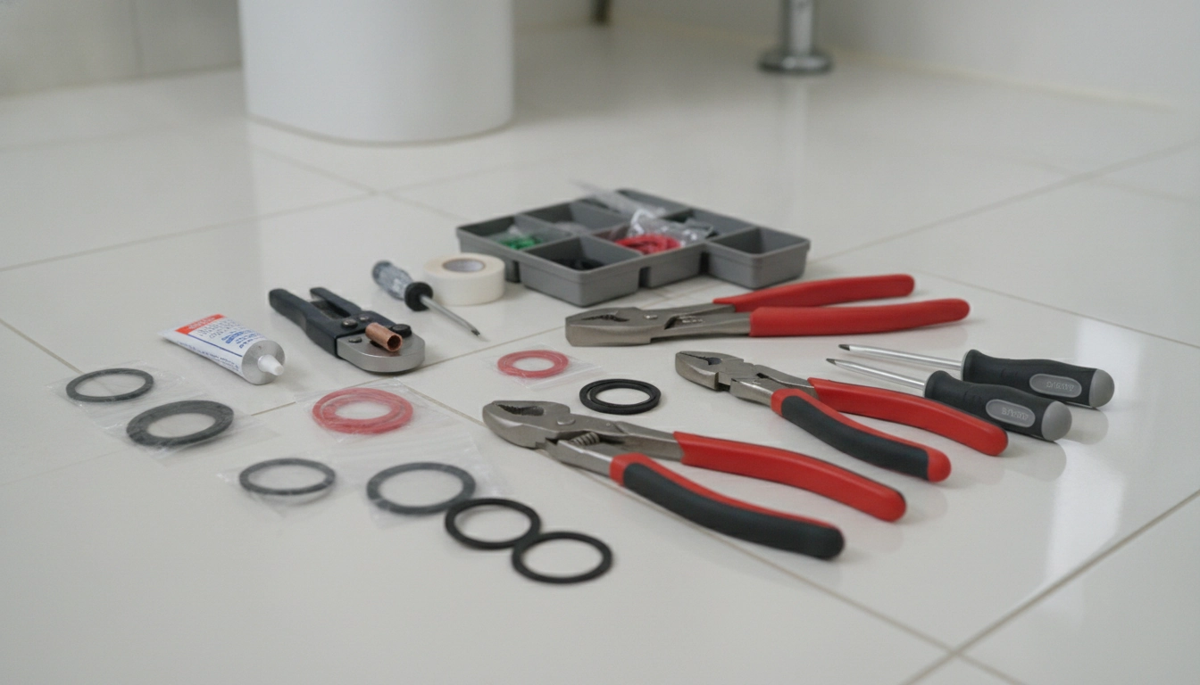 Outils de base pour la réparation de chasse d'eau.
