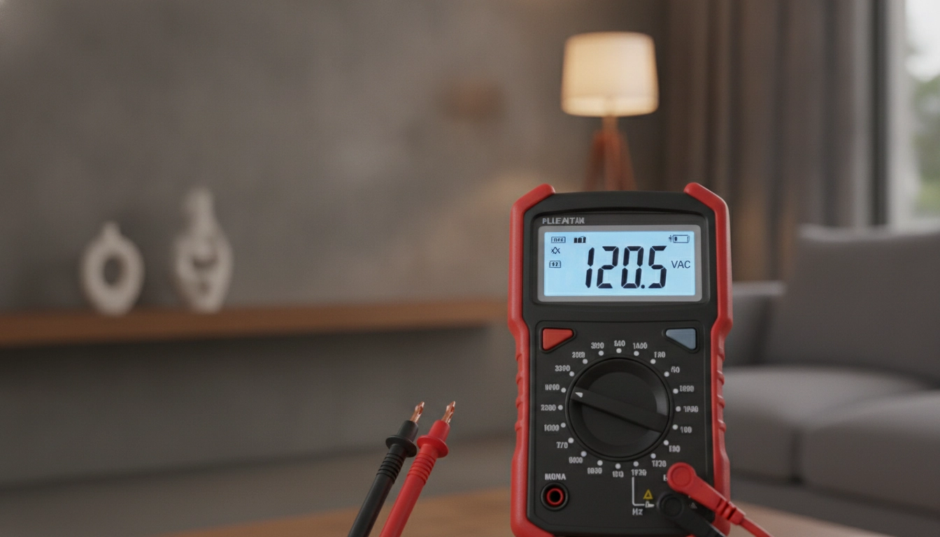 Utilisation d'un multimètre pour tester la tension avant toute intervention électrique.