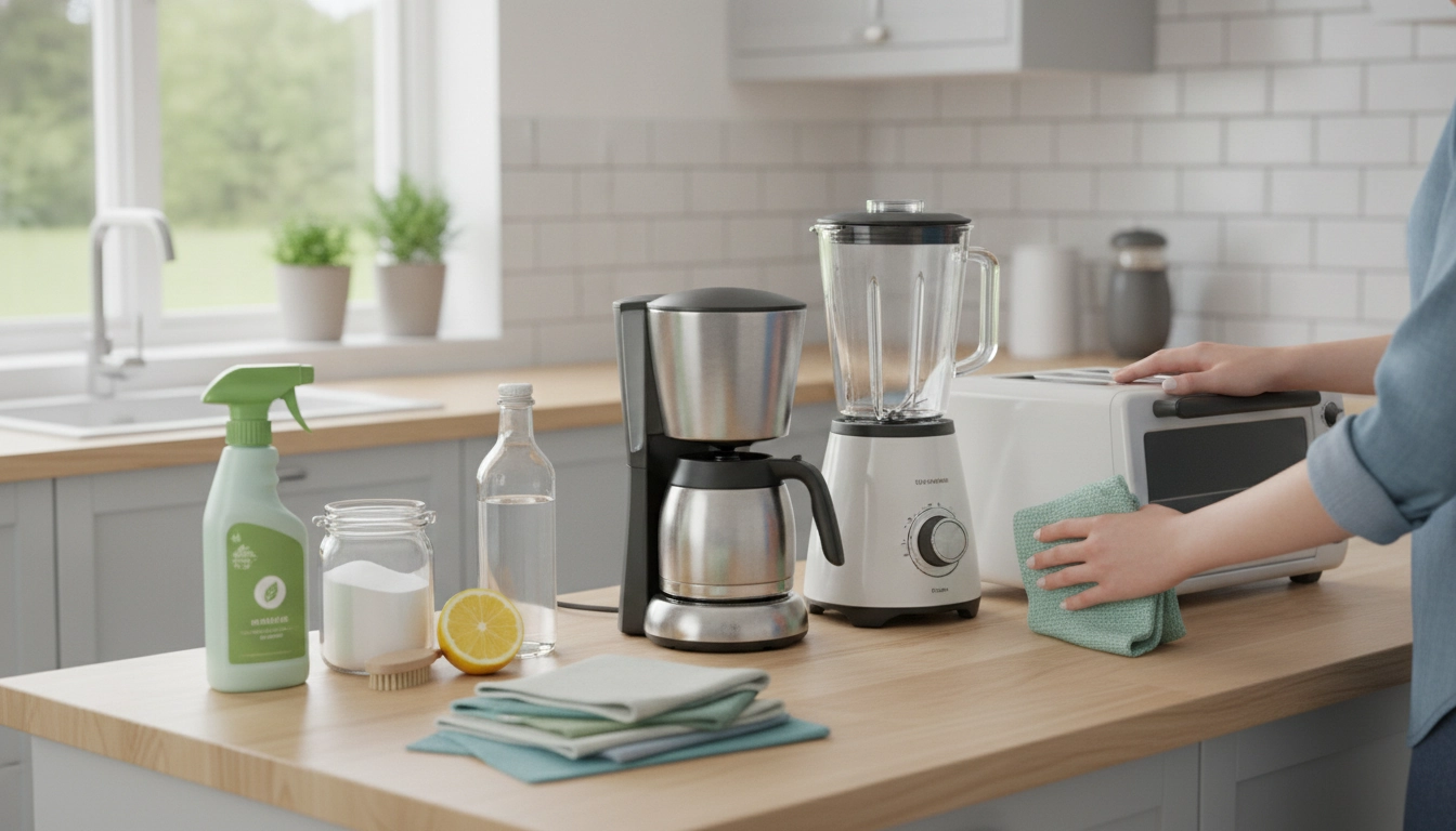 Une routine entretien électroménager écologique simplifier vie pour une cuisine moderne et propre.