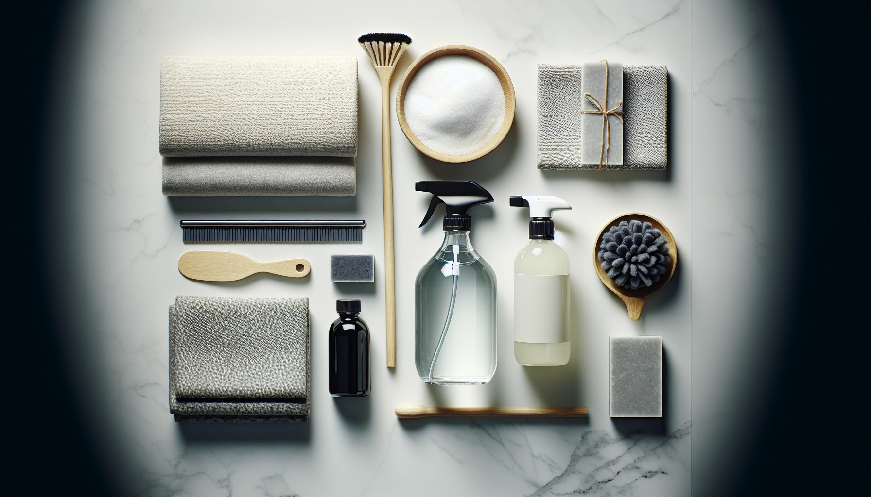 Kit de produits naturels pour une routine de nettoyage express de salle de bain hebdomadaire