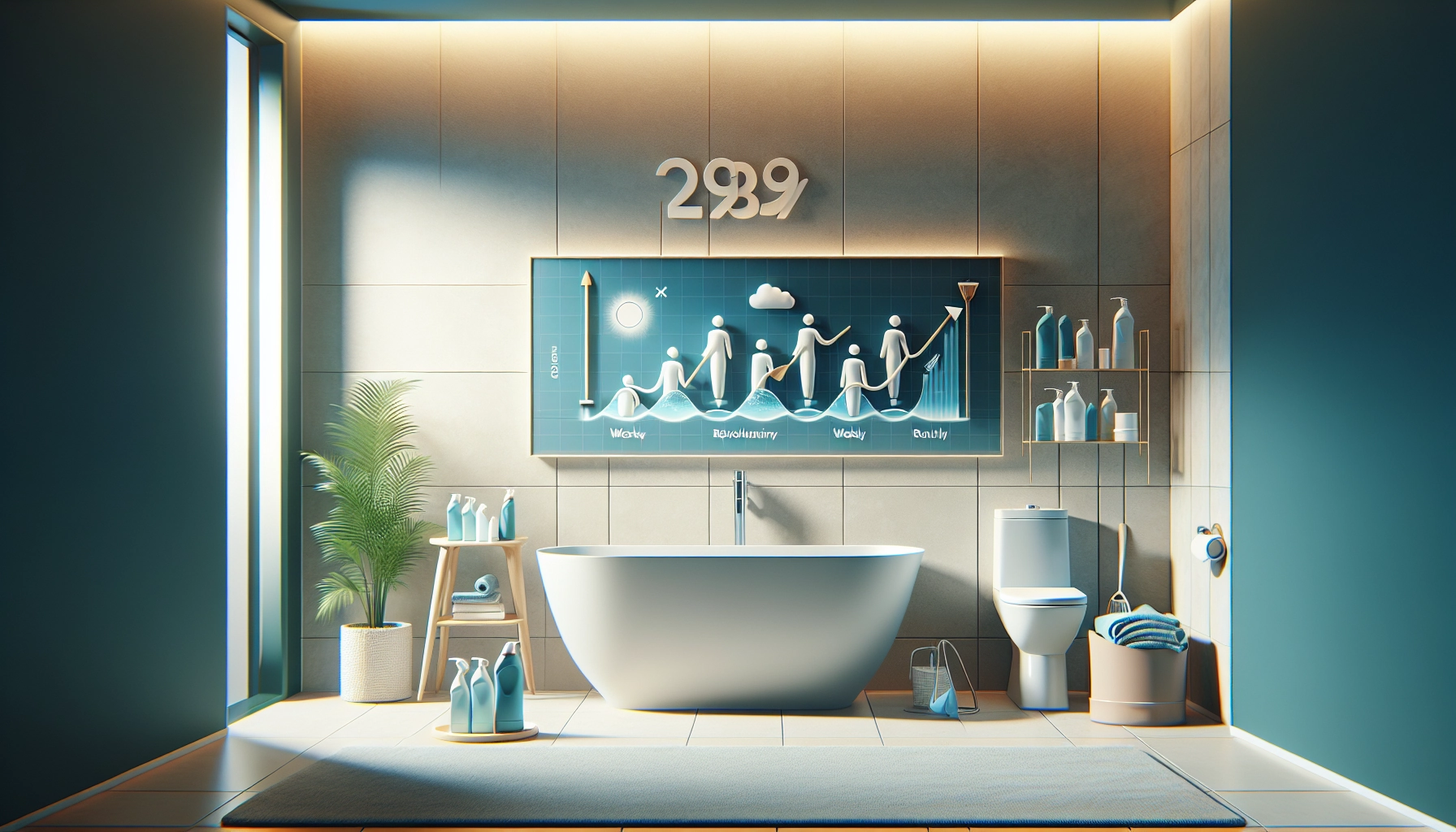 Salle de bain propre et lumineuse après une routine nettoyage salle bain express hebdomadaire