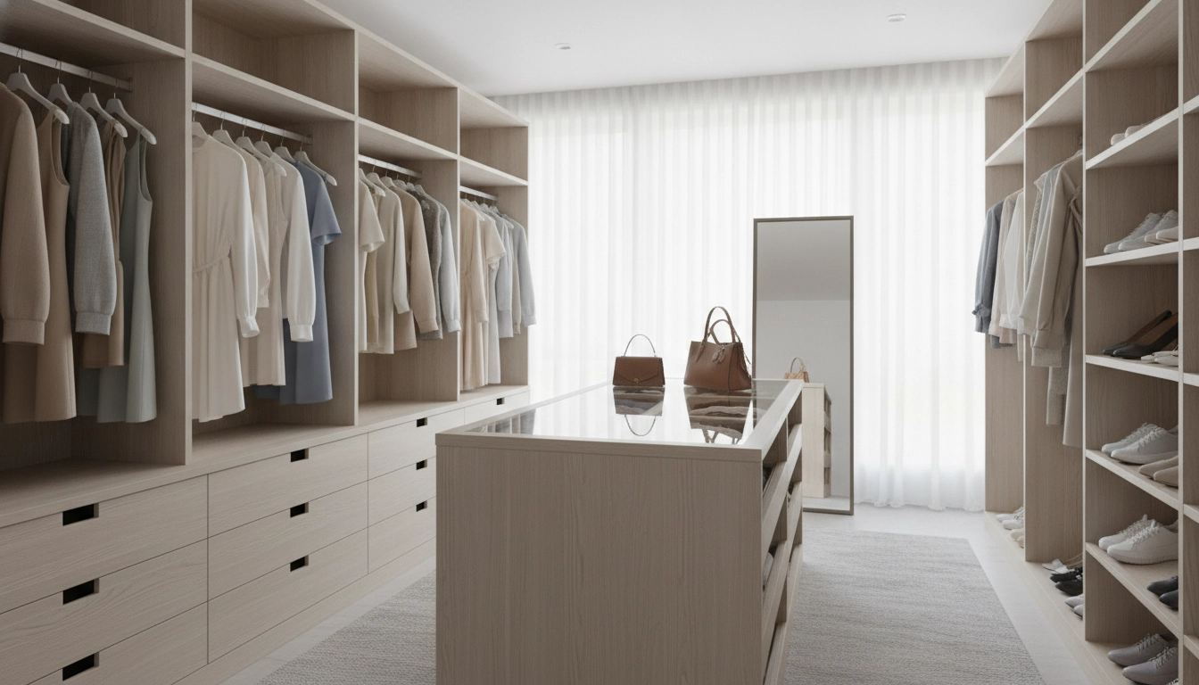 Un dressing minimaliste et bien organisé pour mieux savoir comment trier ses vêtements désencombrer dressing au quotidien